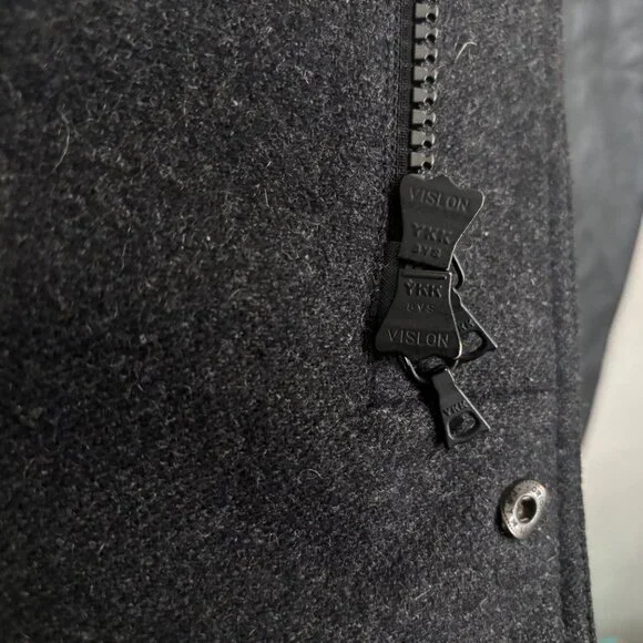 $600 M0851Hooded Waxed Cotton Zippered Black Jacket - Large - Picture 15 of 16